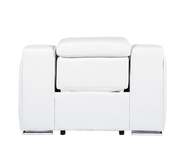 HomeRoots 41" Elegant Italian Leather Wall Hugger Recliner with USB Charging for Ultimate Comfort & Style White 634540