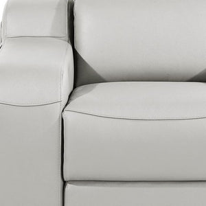 HomeRoots 41" Elegant Italian Leather Wall Hugger Recliner with USB Charging for Ultimate Comfort & Style Light Gray 634541