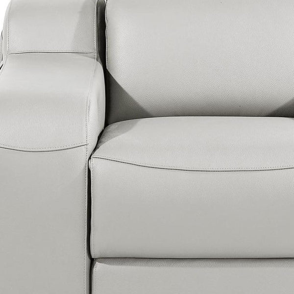 HomeRoots 41" Elegant Italian Leather Wall Hugger Recliner with USB Charging for Ultimate Comfort & Style Light Gray 634541