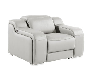 HomeRoots 41" Elegant Italian Leather Wall Hugger Recliner with USB Charging for Ultimate Comfort & Style Light Gray 634541