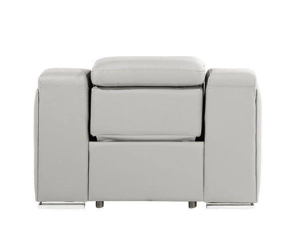 HomeRoots 41" Elegant Italian Leather Wall Hugger Recliner with USB Charging for Ultimate Comfort & Style Light Gray 634541