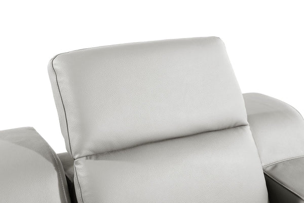 HomeRoots 41" Elegant Italian Leather Wall Hugger Recliner with USB Charging for Ultimate Comfort & Style Light Gray 634541