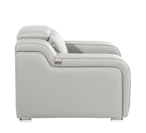 HomeRoots 41" Elegant Italian Leather Wall Hugger Recliner with USB Charging for Ultimate Comfort & Style Light Gray 634541