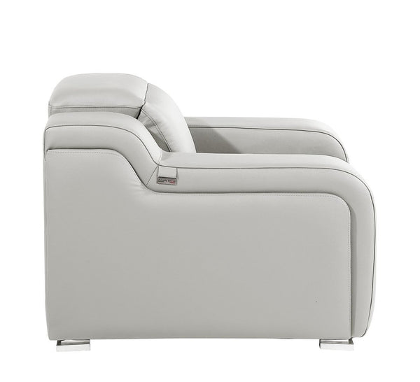 HomeRoots 41" Elegant Italian Leather Wall Hugger Recliner with USB Charging for Ultimate Comfort & Style Light Gray 634541