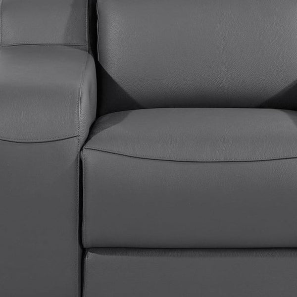 HomeRoots 41" Elegant Italian Leather Wall Hugger Recliner with USB Charging for Ultimate Comfort & Style Dark Gray 634542