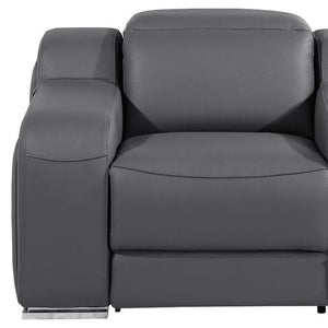 HomeRoots 41" Elegant Italian Leather Wall Hugger Recliner with USB Charging for Ultimate Comfort & Style Dark Gray 634542