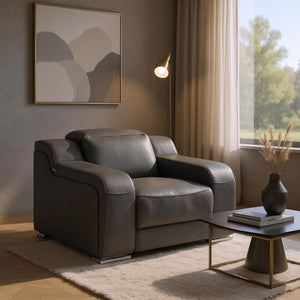 HomeRoots 41" Elegant Italian Leather Wall Hugger Recliner with USB Charging for Ultimate Comfort & Style Dark Gray 634542