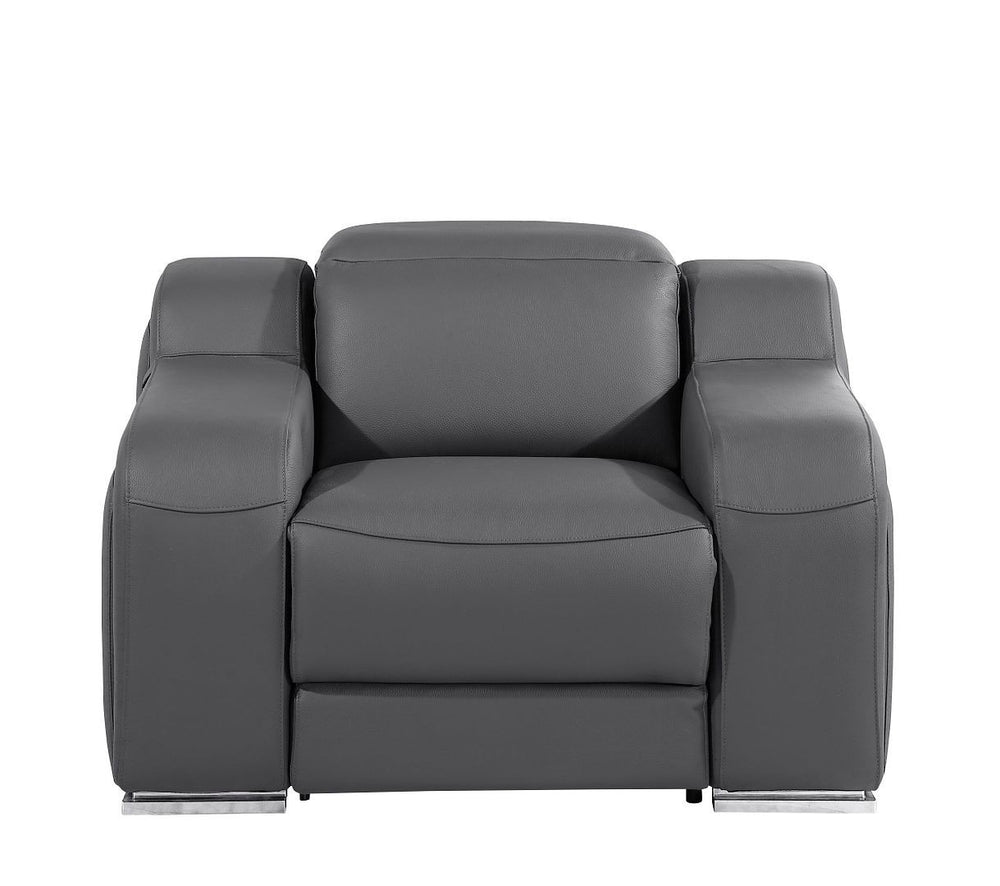 HomeRoots 41" Elegant Italian Leather Wall Hugger Recliner with USB Charging for Ultimate Comfort & Style Dark Gray 634542