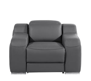 HomeRoots 41" Elegant Italian Leather Wall Hugger Recliner with USB Charging for Ultimate Comfort & Style Dark Gray 634542