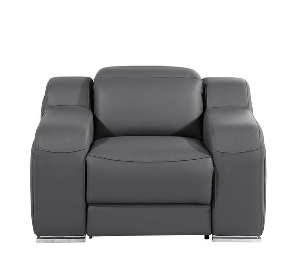 HomeRoots 41" Elegant Italian Leather Wall Hugger Recliner with USB Charging for Ultimate Comfort & Style Dark Gray 634542