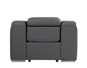 HomeRoots 41" Elegant Italian Leather Wall Hugger Recliner with USB Charging for Ultimate Comfort & Style Dark Gray 634542