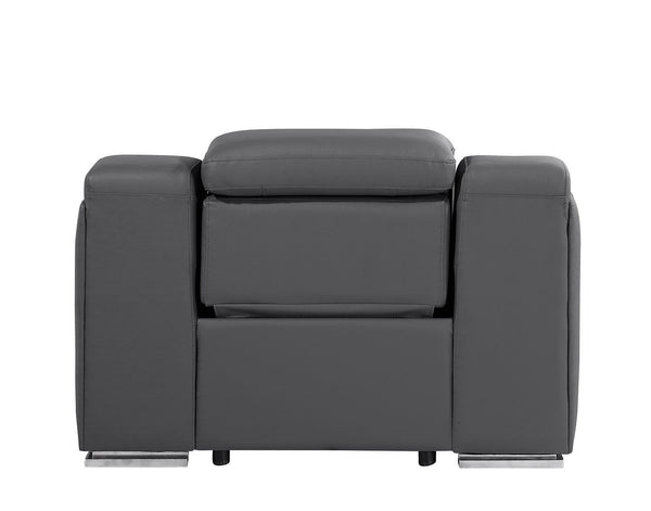 HomeRoots 41" Elegant Italian Leather Wall Hugger Recliner with USB Charging for Ultimate Comfort & Style Dark Gray 634542
