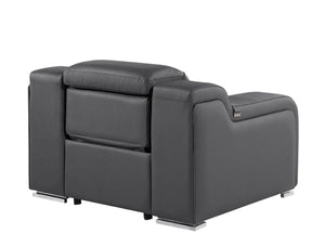 HomeRoots 41" Elegant Italian Leather Wall Hugger Recliner with USB Charging for Ultimate Comfort & Style Dark Gray 634542