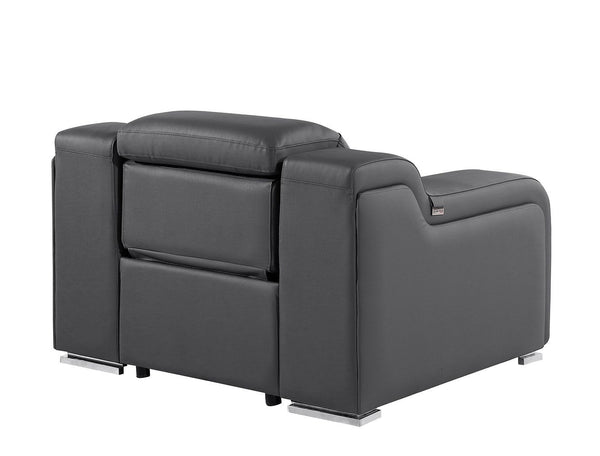 HomeRoots 41" Elegant Italian Leather Wall Hugger Recliner with USB Charging for Ultimate Comfort & Style Dark Gray 634542