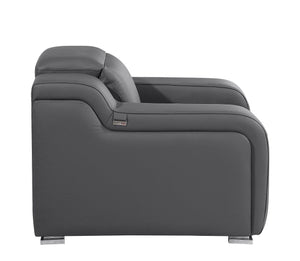 HomeRoots 41" Elegant Italian Leather Wall Hugger Recliner with USB Charging for Ultimate Comfort & Style Dark Gray 634542