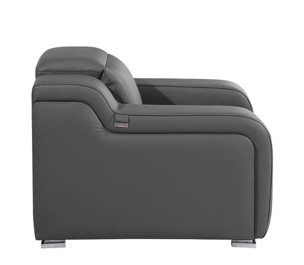 HomeRoots 41" Elegant Italian Leather Wall Hugger Recliner with USB Charging for Ultimate Comfort & Style Dark Gray 634542