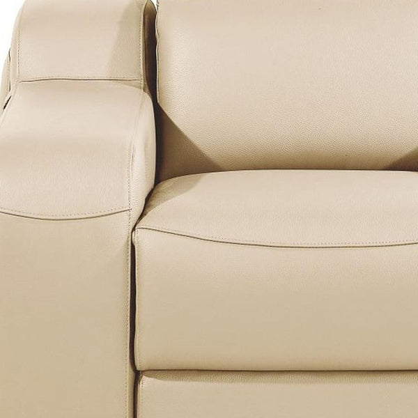 HomeRoots 41" Elegant Italian Leather Wall Hugger Recliner with USB Charging for Ultimate Comfort & Style Beige 634543