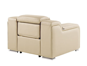 HomeRoots 41" Elegant Italian Leather Wall Hugger Recliner with USB Charging for Ultimate Comfort & Style Beige 634543