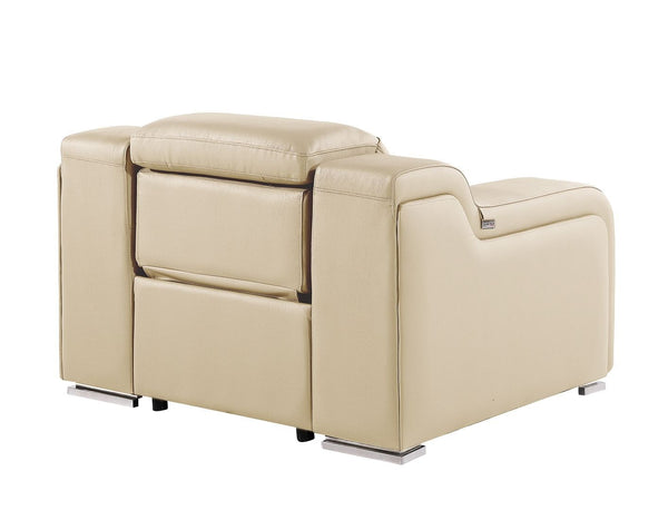 HomeRoots 41" Elegant Italian Leather Wall Hugger Recliner with USB Charging for Ultimate Comfort & Style Beige 634543
