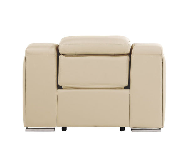 HomeRoots 41" Elegant Italian Leather Wall Hugger Recliner with USB Charging for Ultimate Comfort & Style Beige 634543