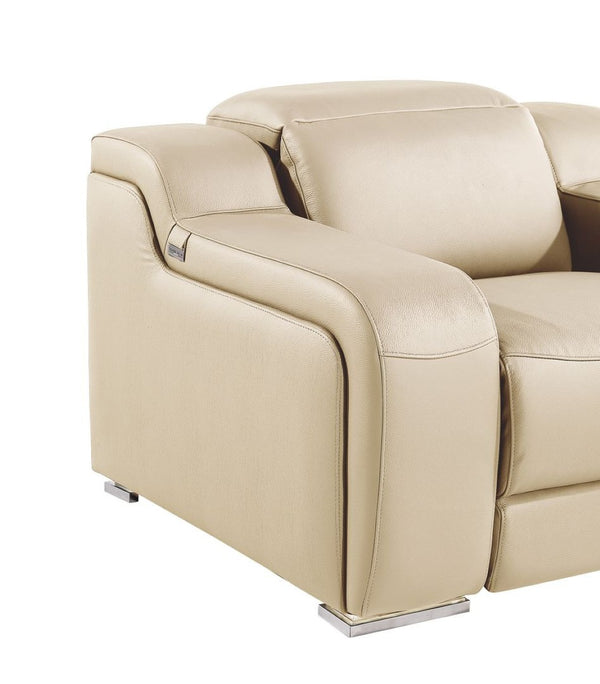 HomeRoots 41" Elegant Italian Leather Wall Hugger Recliner with USB Charging for Ultimate Comfort & Style Beige 634543