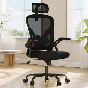 HomeRoots Black Ergonomic Adjustable Rolling Office Chair with Breathable Mesh Back for Maximum Comfort & Mobility 634581