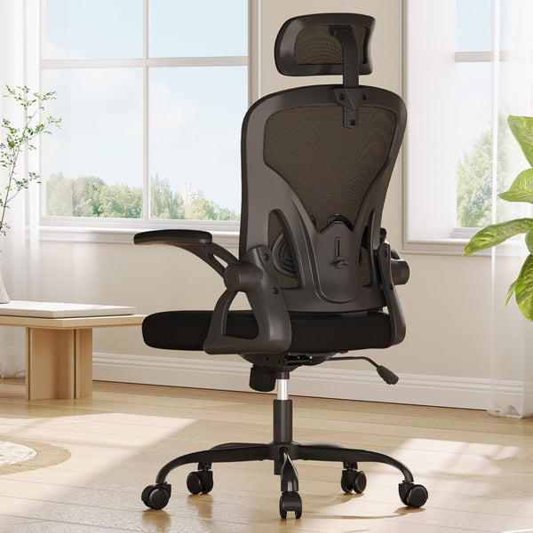 HomeRoots Black Ergonomic Adjustable Rolling Office Chair with Breathable Mesh Back for Maximum Comfort & Mobility 634581