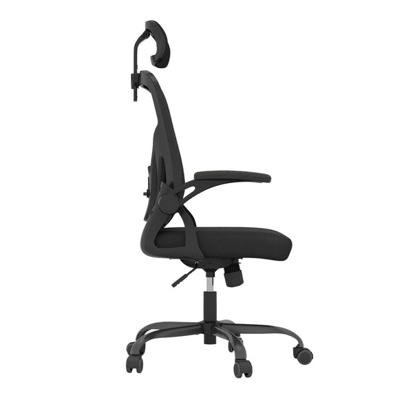 HomeRoots Black Ergonomic Adjustable Rolling Office Chair with Breathable Mesh Back for Maximum Comfort & Mobility 634581