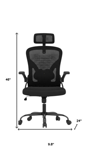 HomeRoots Black Ergonomic Adjustable Rolling Office Chair with Breathable Mesh Back for Maximum Comfort & Mobility 634581