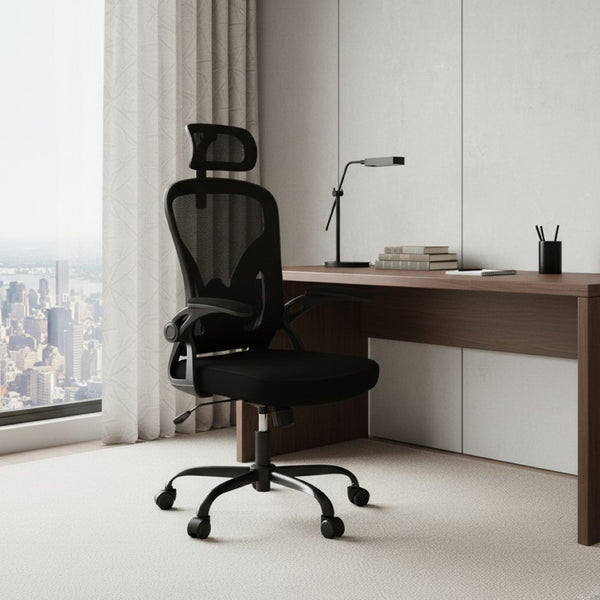HomeRoots Black Ergonomic Adjustable Rolling Office Chair with Breathable Mesh Back for Maximum Comfort & Mobility 634581