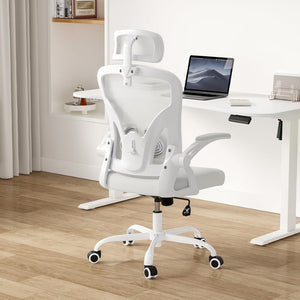 HomeRoots White Adjustable Height Swivel Rolling Office Chair – Modern Ergonomic Design for Comfort & Style 634582