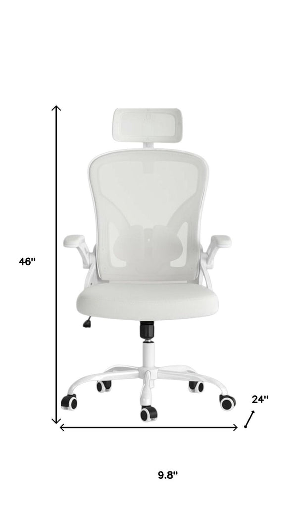 HomeRoots White Adjustable Height Swivel Rolling Office Chair – Modern Ergonomic Design for Comfort & Style 634582