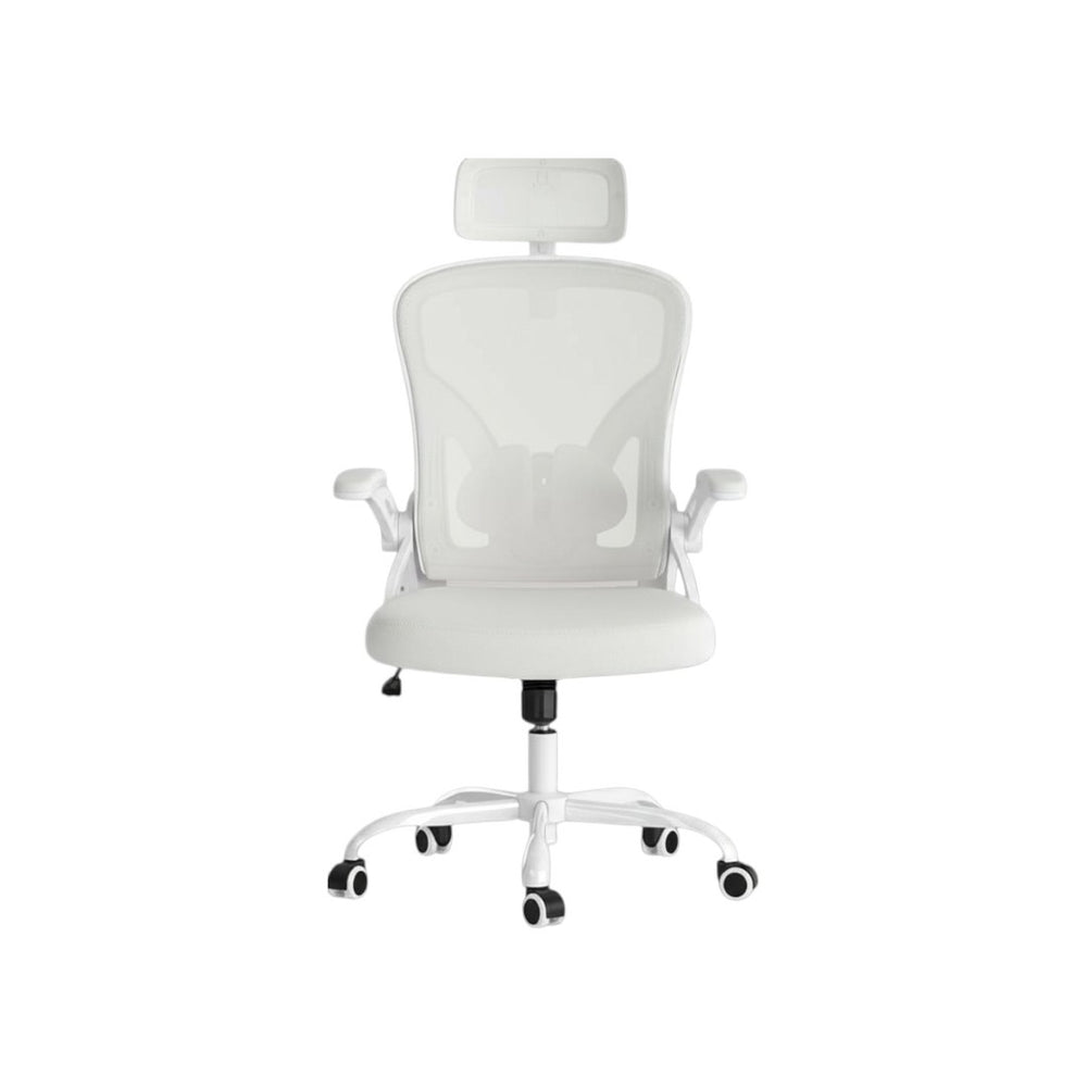 HomeRoots White Adjustable Height Swivel Rolling Office Chair – Modern Ergonomic Design for Comfort & Style 634582
