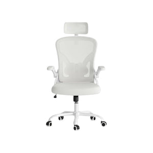 HomeRoots White Adjustable Height Swivel Rolling Office Chair – Modern Ergonomic Design for Comfort & Style 634582