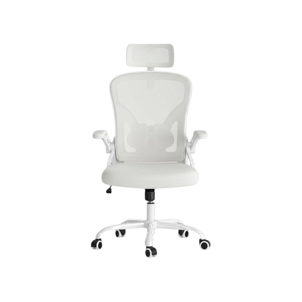 HomeRoots White Adjustable Height Swivel Rolling Office Chair – Modern Ergonomic Design for Comfort & Style 634582