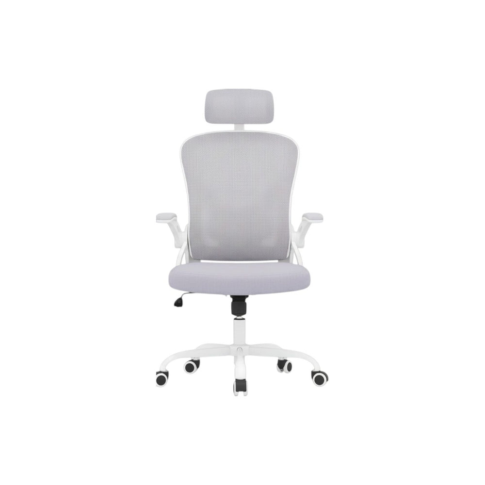 HomeRoots Gray Adjustable Height Swivel Rolling Office Chair - Modern Ergonomic Design with Breathable Mesh Back 634583