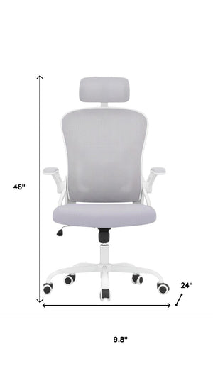 HomeRoots Gray Adjustable Height Swivel Rolling Office Chair - Modern Ergonomic Design with Breathable Mesh Back 634583