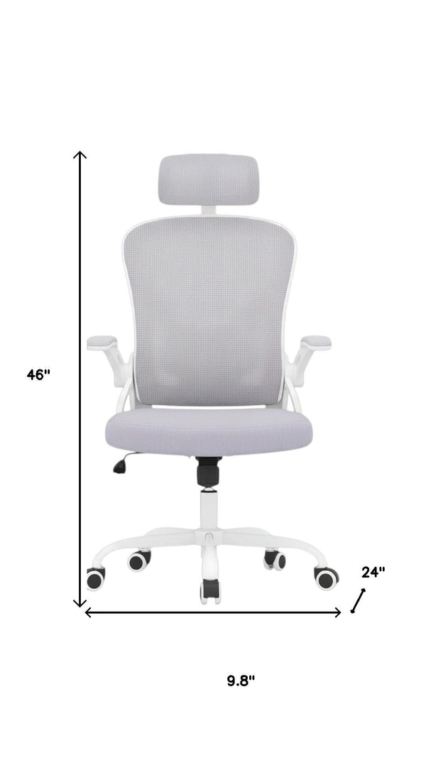 HomeRoots Gray Adjustable Height Swivel Rolling Office Chair - Modern Ergonomic Design with Breathable Mesh Back 634583