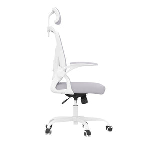 HomeRoots Gray Adjustable Height Swivel Rolling Office Chair - Modern Ergonomic Design with Breathable Mesh Back 634583