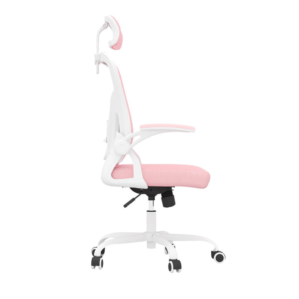 HomeRoots Pink Adjustable Height Swivel Rolling Office Chair - Modern Design with Breathable Mesh Back & Comfort 634585