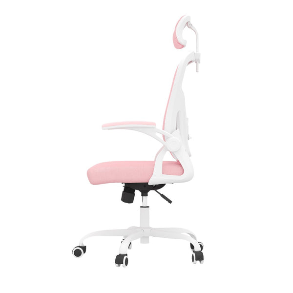 HomeRoots Pink Adjustable Height Swivel Rolling Office Chair - Stylish Ergonomic Design for Ultimate Comfort 634586