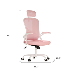 HomeRoots Pink Adjustable Height Swivel Rolling Office Chair - Stylish Ergonomic Design for Ultimate Comfort 634586