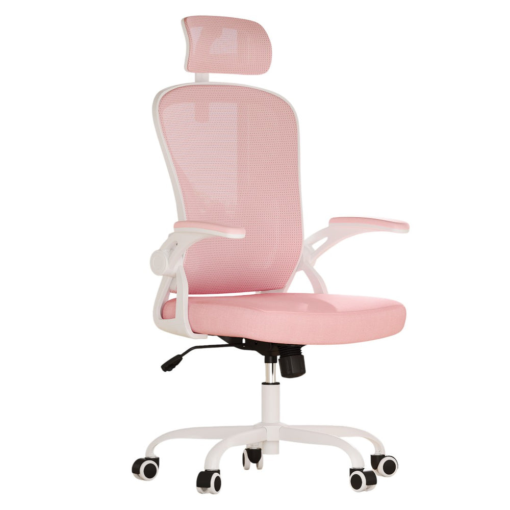 HomeRoots Pink Adjustable Height Swivel Rolling Office Chair - Stylish Ergonomic Design for Ultimate Comfort 634586