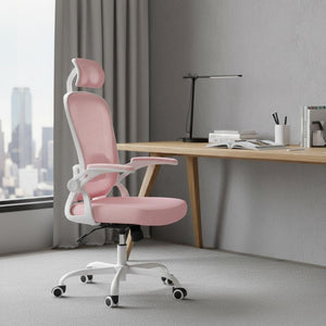 HomeRoots Pink Adjustable Height Swivel Rolling Office Chair - Stylish Ergonomic Design for Ultimate Comfort 634586