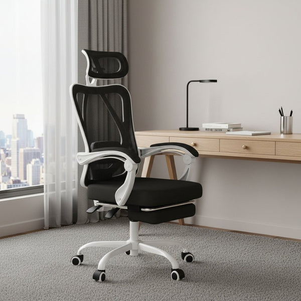HomeRoots Black Adjustable Height Swivel Rolling Office Chair with Breathable Mesh, Durable Frame & Locking Casters 634587