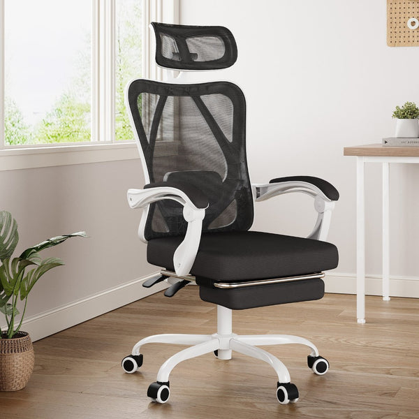 HomeRoots Black Adjustable Height Swivel Rolling Office Chair with Breathable Mesh, Durable Frame & Locking Casters 634587