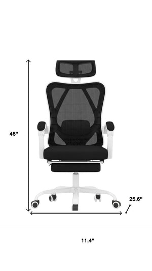 HomeRoots Black Adjustable Height Swivel Rolling Office Chair with Breathable Mesh, Durable Frame & Locking Casters 634587