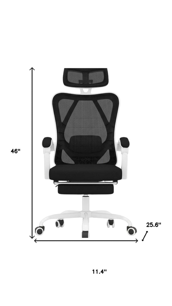 HomeRoots Black Adjustable Height Swivel Rolling Office Chair with Breathable Mesh, Durable Frame & Locking Casters 634587