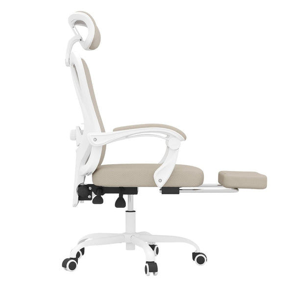 HomeRoots Beige Adjustable Height Swivel Rolling Office Chair – Ergonomic Comfort, Breathable Mesh, Modern Design 634589