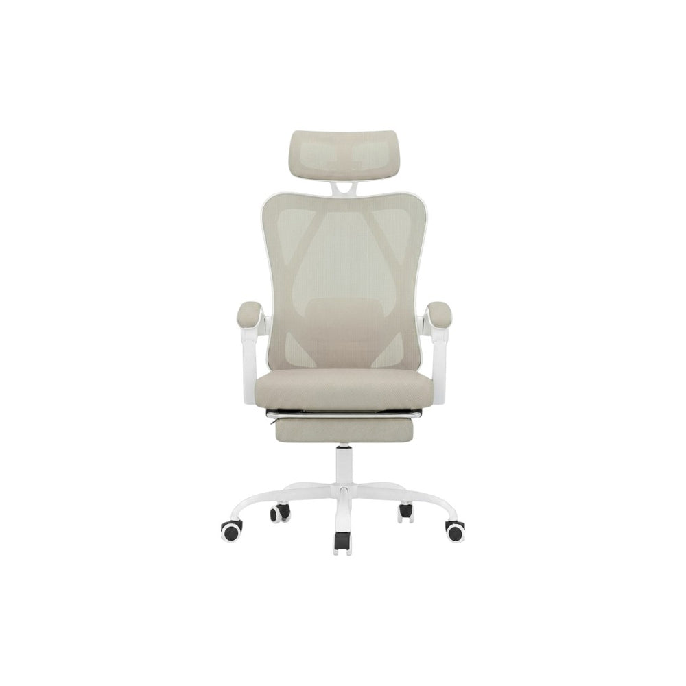 HomeRoots Beige Adjustable Height Swivel Rolling Office Chair – Ergonomic Comfort, Breathable Mesh, Modern Design 634589